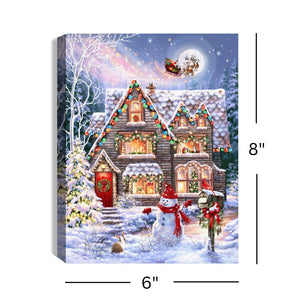Christmas House 8x6 Lighted Tabletop Canvas