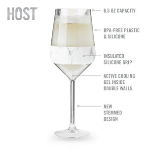 Wine FREEZE™ Stemmed Cooling Cups - Marble - Set of 2