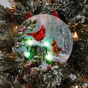 Winter Cardinals LED Ornament