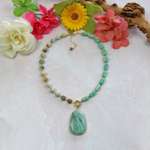 Amazonite and Russian Amazonite Pendant Necklace