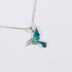 CRYSTAL & SILVER SMALL COLIBRI PENDANT