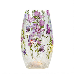 Cascading Purple Short Vase with LED String Lights