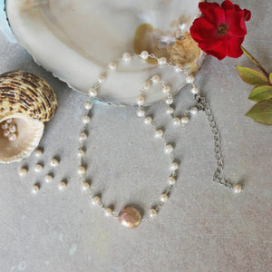 Coin Pearl Centered Necklace