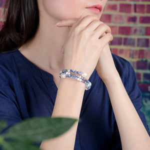 Multi Stone Crystal Memory Wire Bracelet.