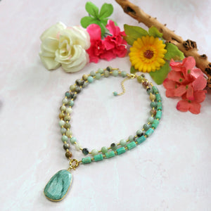 Amazonite and Russian Amazonite Pendant Necklace