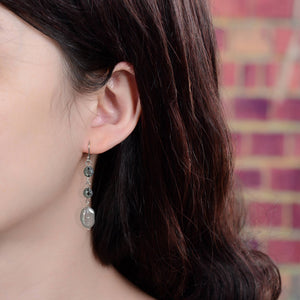 Faceted Hematite Earring, Pearls