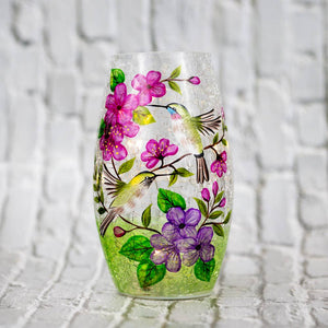 Hummingbird Short Vase with LED String Lights