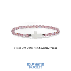 HOLY WATER BEADED AMETHYST AB CROSS BRACELET