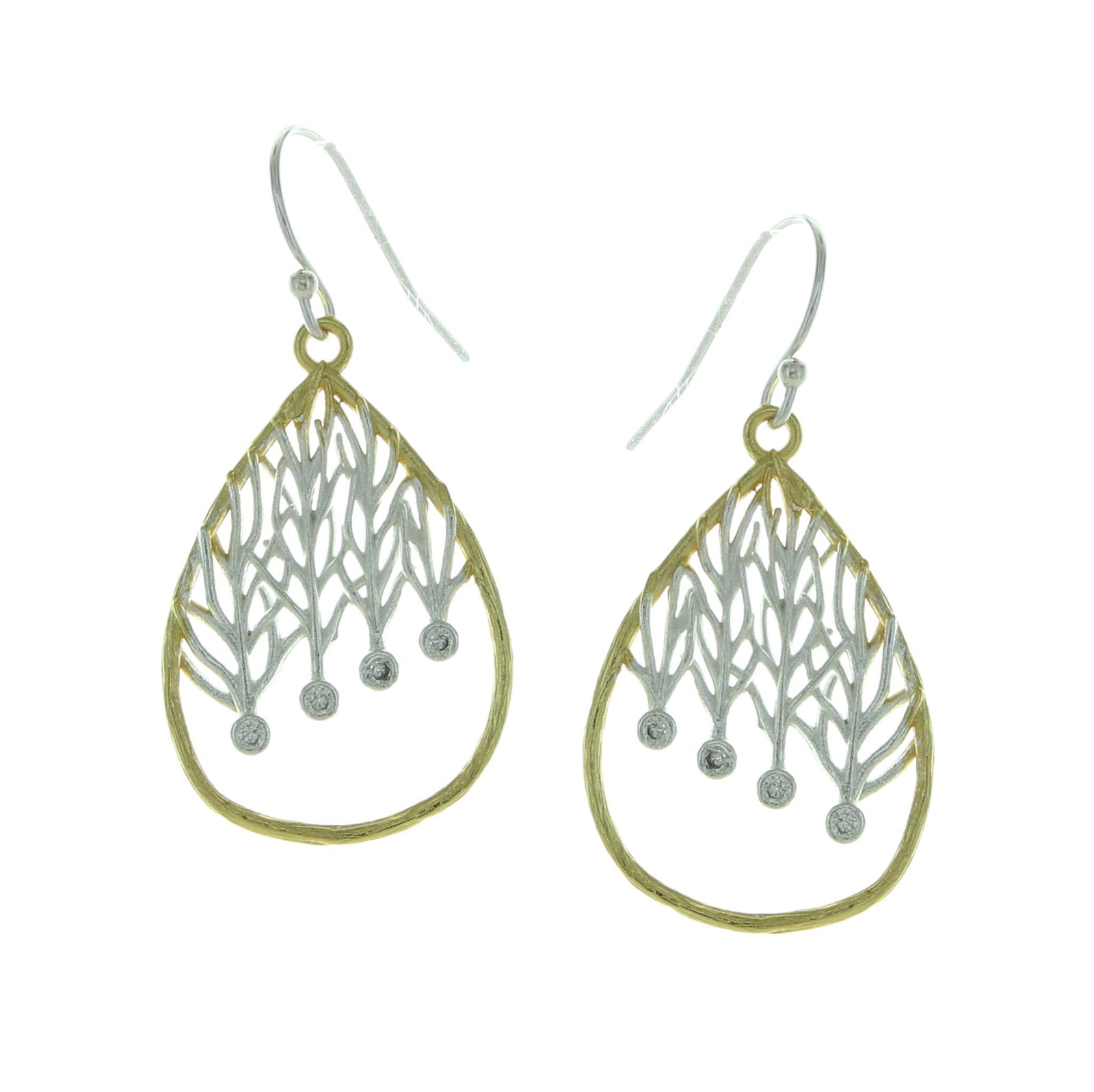 Two Tone Drop w/ Crystal Earrings