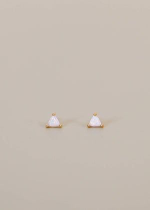 Mini Energy Gem - White Opal - Gold Earrings
