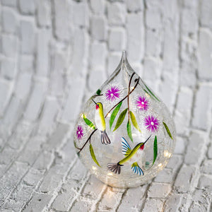 Dancing Hummingbird Teadrop with LED String Lights