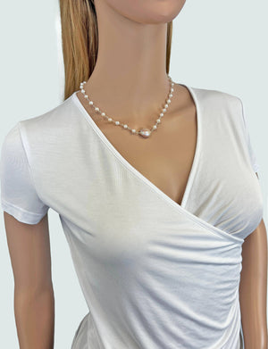 Coin Pearl Centered Necklace