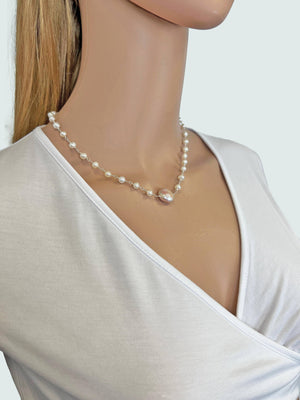 Coin Pearl Centered Necklace