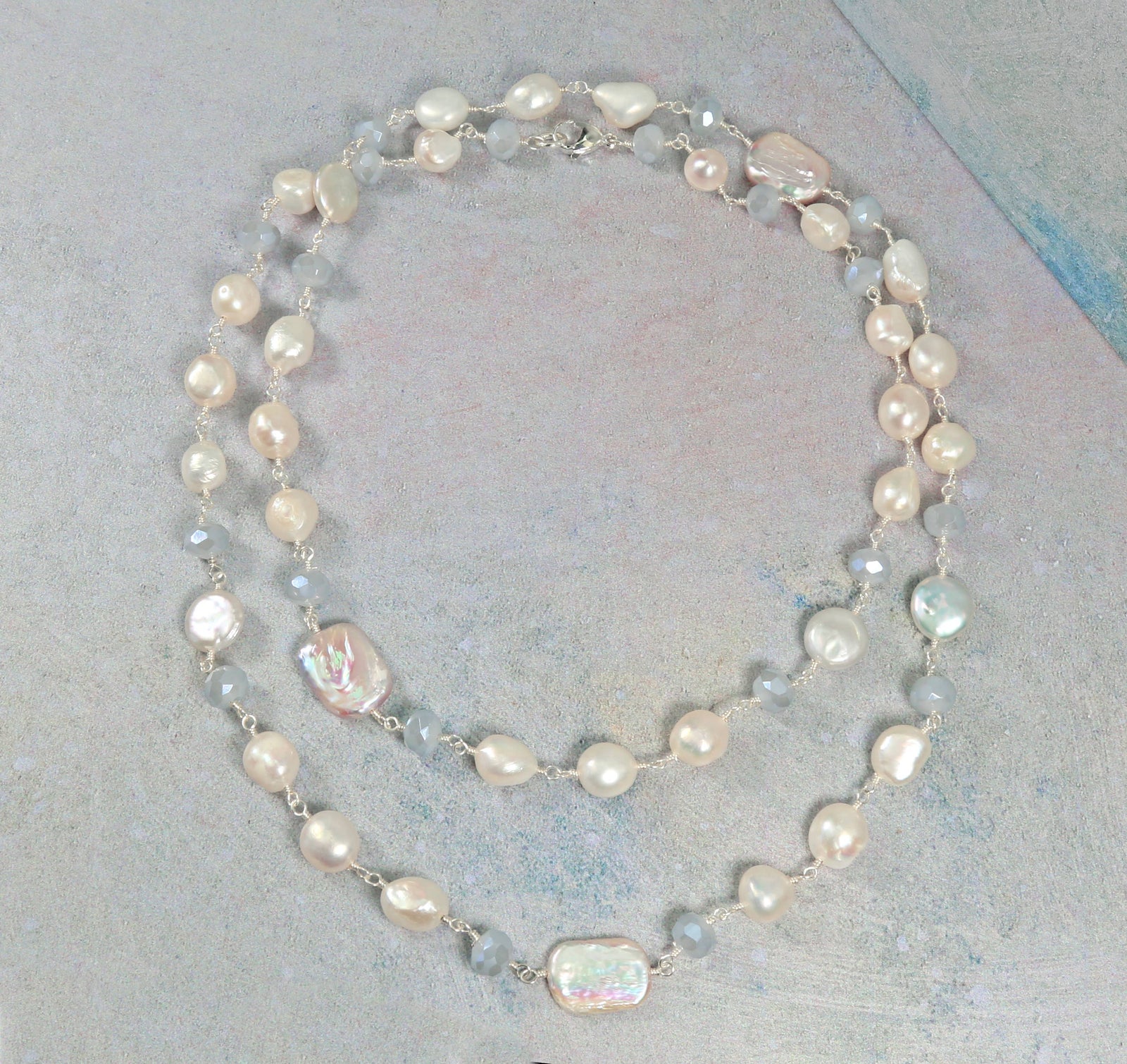 Freshwater Cultured Pearls and Crystals Wired Necklace