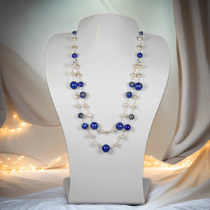 IST Jewelry - Lapis Lazuli and Cultured Pearl Double Strand Short Necklace