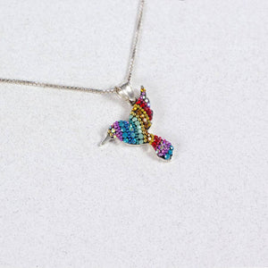 CRYSTAL & SILVER SMALL COLIBRI PENDANT