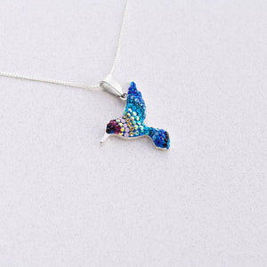 CRYSTAL & SILVER SMALL COLIBRI PENDANT