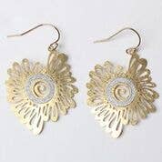 Gold Free Form With Glitter Earrings