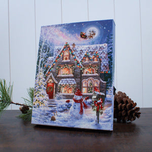 Christmas House 8x6 Lighted Tabletop Canvas