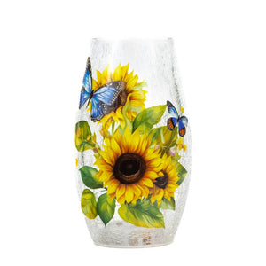 Sunflower & Butterfly Short Vase w/ LED String Lights