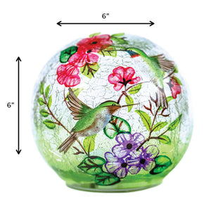 Hummingbird Glass Orb with LED String Lights
