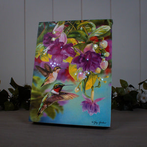 Hummingbirds and Fuchsia 6x8 Lighted Tabletop Canvas