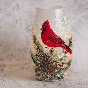 Cardinal Present Short Vase with LED String Lights