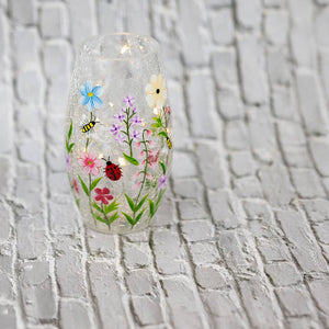 Wildflower & Bee Short Vase with LED String Lights