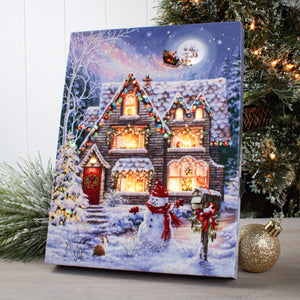 Christmas House 8x6 Lighted Tabletop Canvas