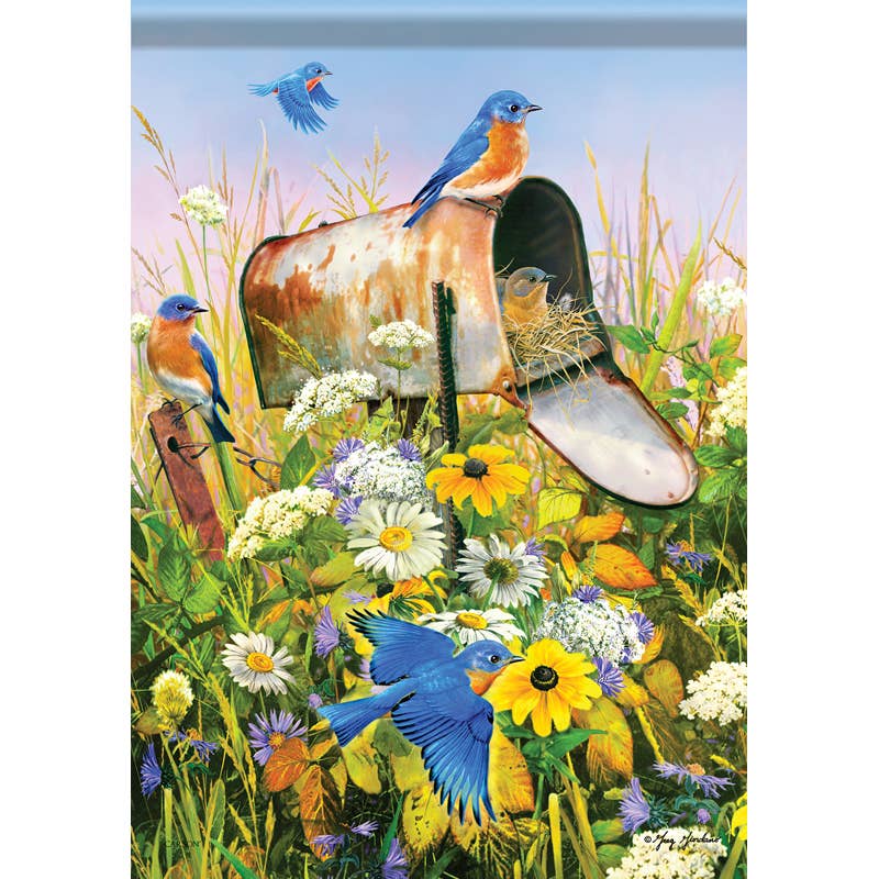 "Bluebirds & Flowers" Dura Soft™ Garden Flag