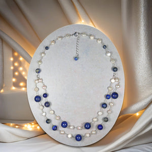 IST Jewelry - Lapis Lazuli and Cultured Pearl Double Strand Short Necklace