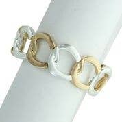 Two Tone Hammered Circles Stretch Bracelet