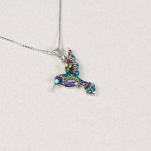 CRYSTAL & SILVER SMALL COLIBRI PENDANT