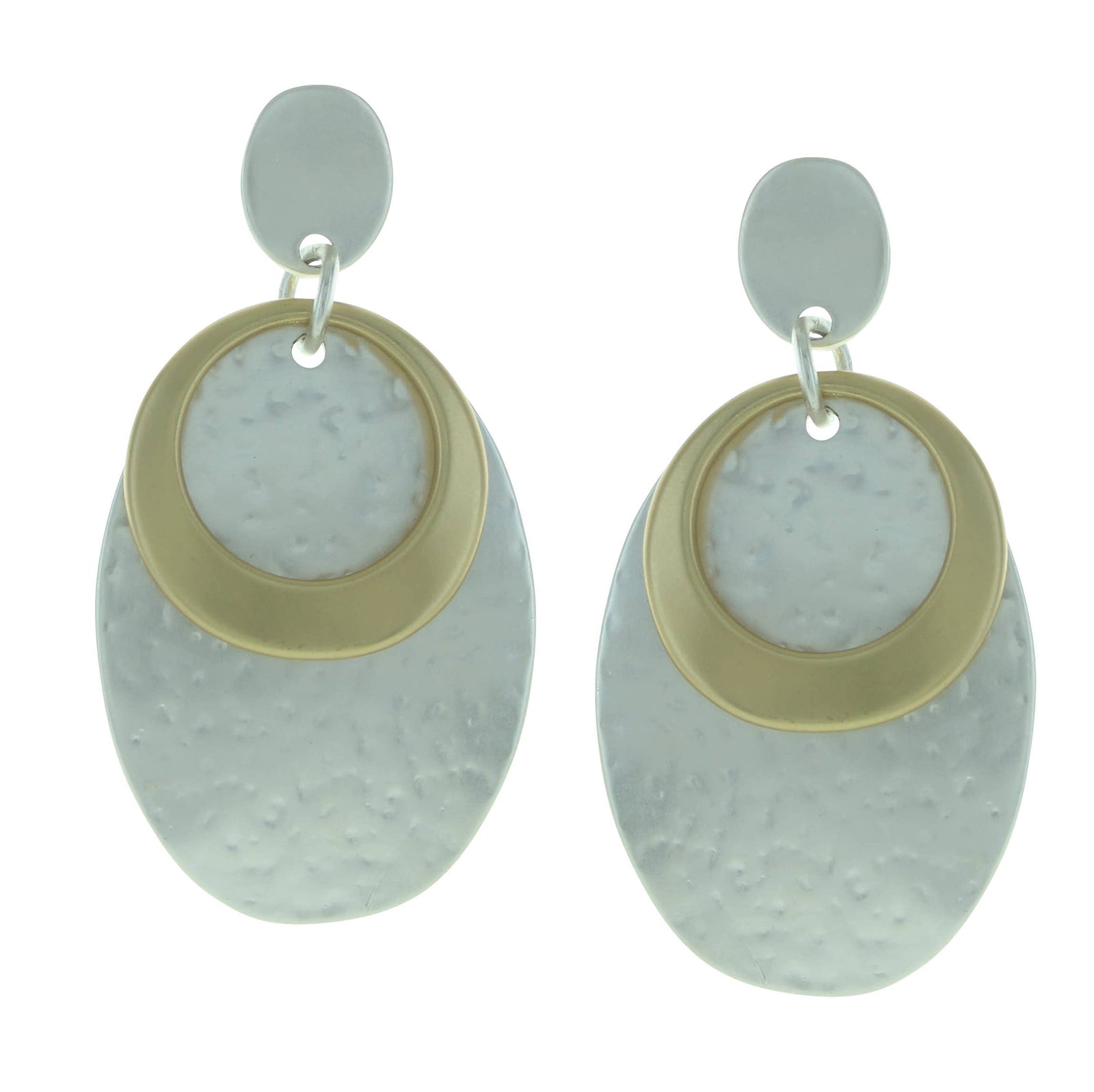 Twon Tone Oval Post Earrings
