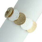 Two Tone Hammered Circles Stretch Bracelet