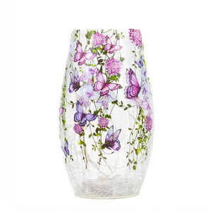 Cascading Purple Short Vase with LED String Lights