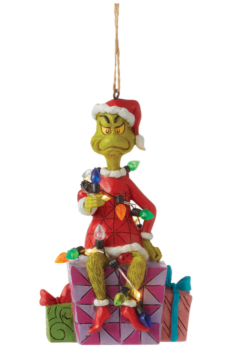 Grinch on Present Ornament