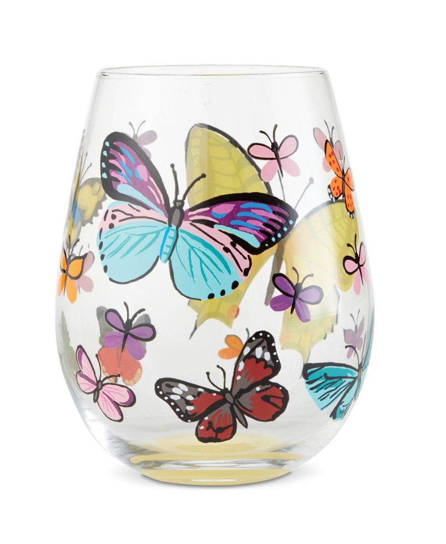 “Butterfly” Stemless Wine Glass