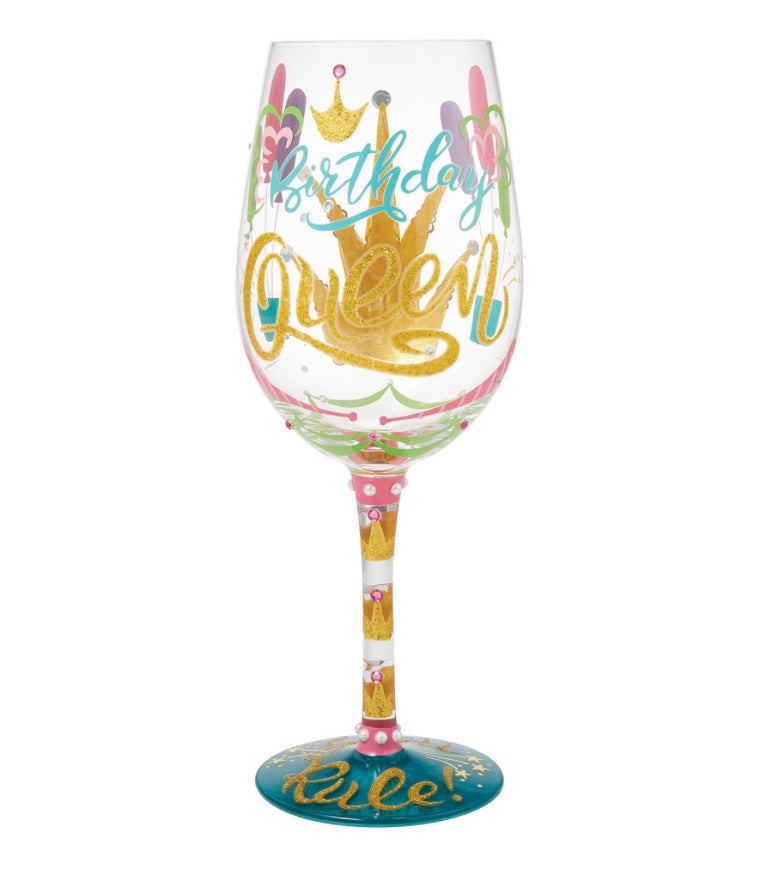“Birthday Queen” Wine Glass