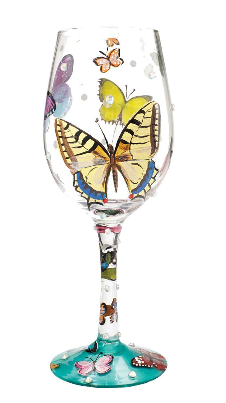 “Butterfly Wishes” Wine Glass