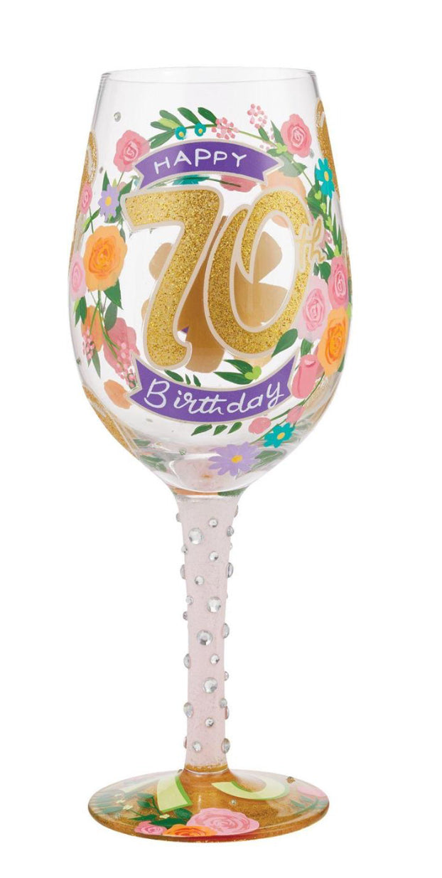 70th Birthday Wine Glass