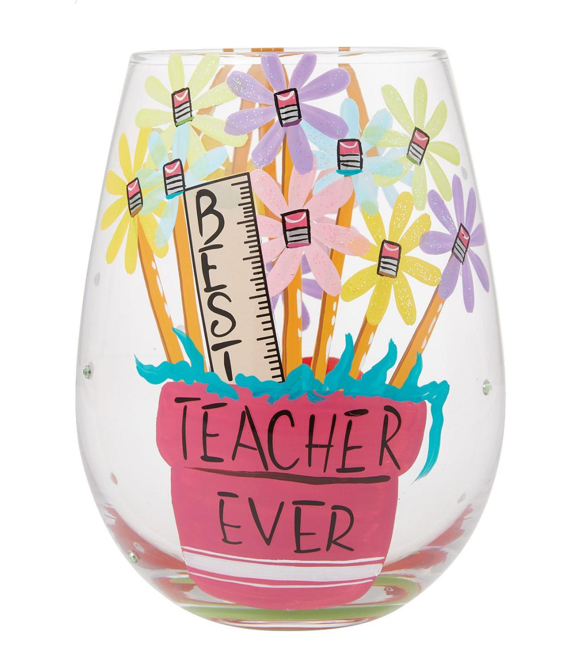 Best Teacher Ever Stemless Wine Glass
