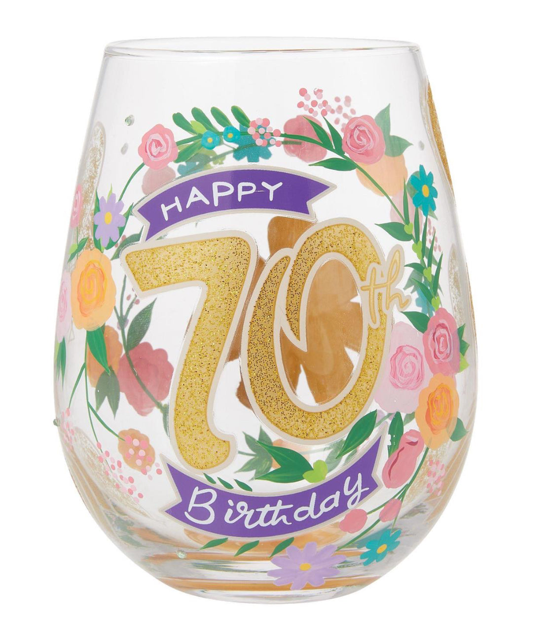 Happy 70th Stemless Wine Glass