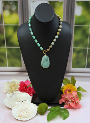 Amazonite and Russian Amazonite Pendant Necklace