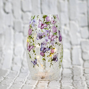 Cascading Purple Short Vase with LED String Lights