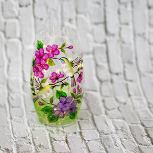 Hummingbird Short Vase with LED String Lights