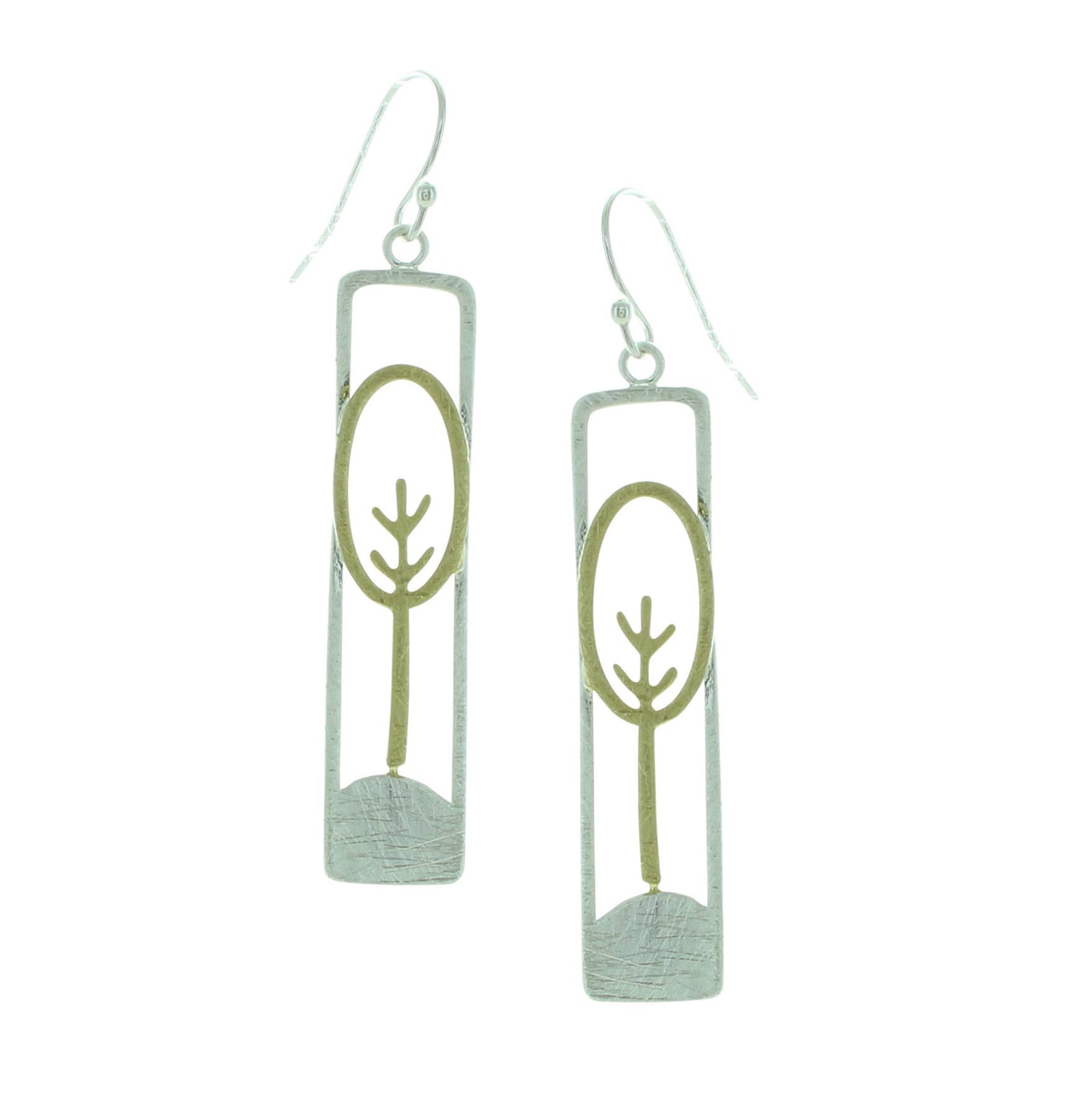 Two Tone Modern Tree Earrings
