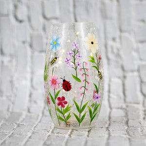 Wildflower & Bee Short Vase with LED String Lights