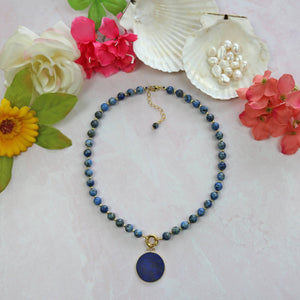 IST Jewelry - Blue Jasper and Lapis Lazuli Pendant Necklace. Set of Three