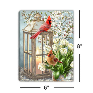 Sweet Cardinals 6x8 Lighted Tabletop Canvas
